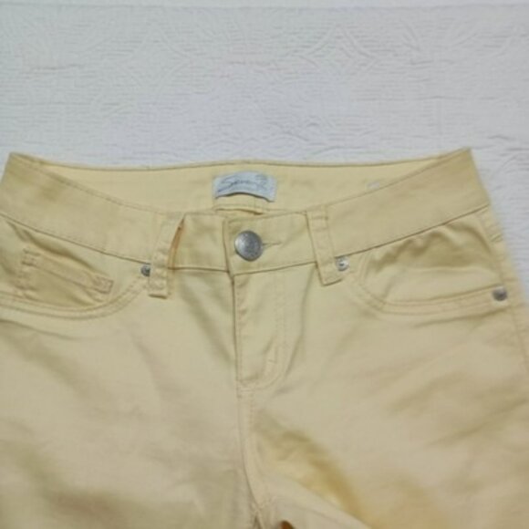 Seven7 For All Mankind Womens Yellow Skinny Pants Size 4 Cotton Blend - Picture 9 of 11